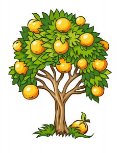 Рисование золотые яблочки на дереве (19)
