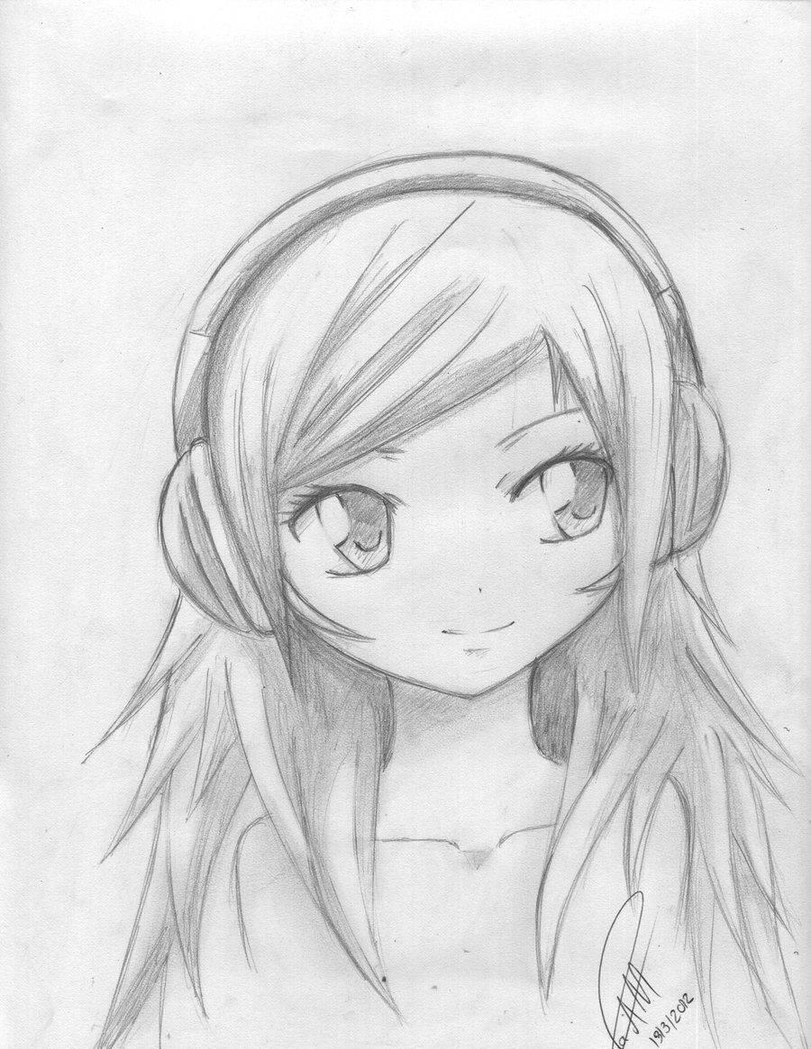 Рисунки аниме карандашом для срисовки девушки 07