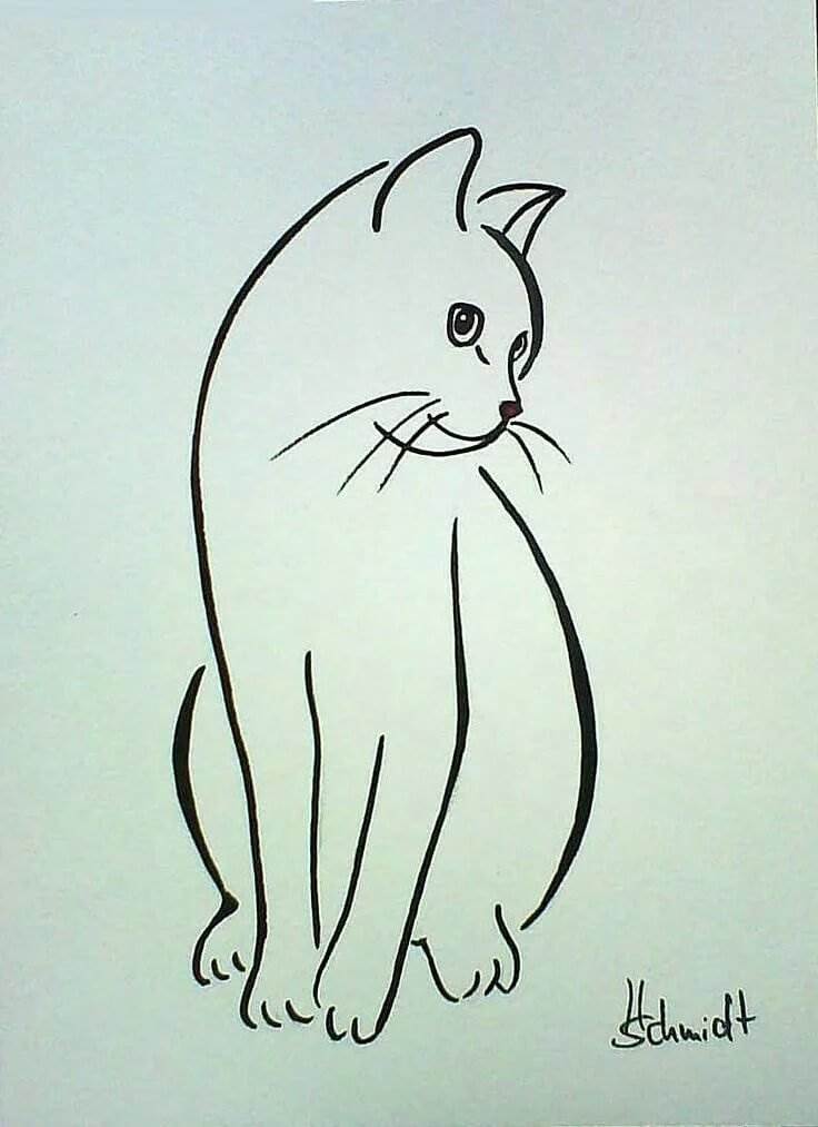 Рисунки карандашом для срисовки коты 03