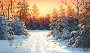 Нарисованные картинки зимний лес 25