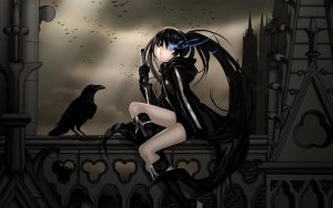 Аниме девушка с черными крыльями и в черном платье   прикольные фото 9