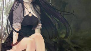 Аниме девушка с длинными черными волосами и в белом платье   интересные картинки 9