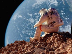 В космосе летит человек в скафандре   прикольные картинки 9