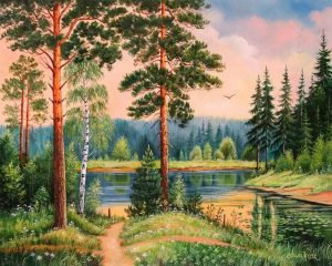 Картина с изображением лесного пейзажа 9