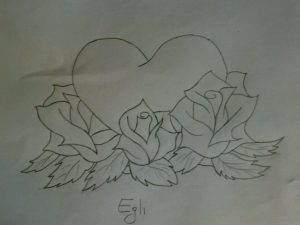Рисунок двух роз с сердечком   картинки 9